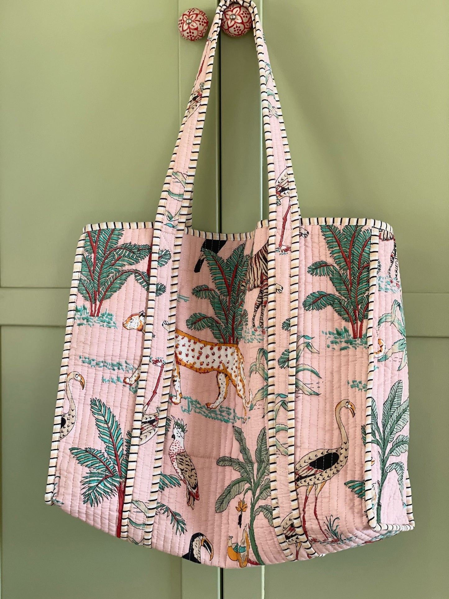 Quilted bag - lys rosa med dyreprint