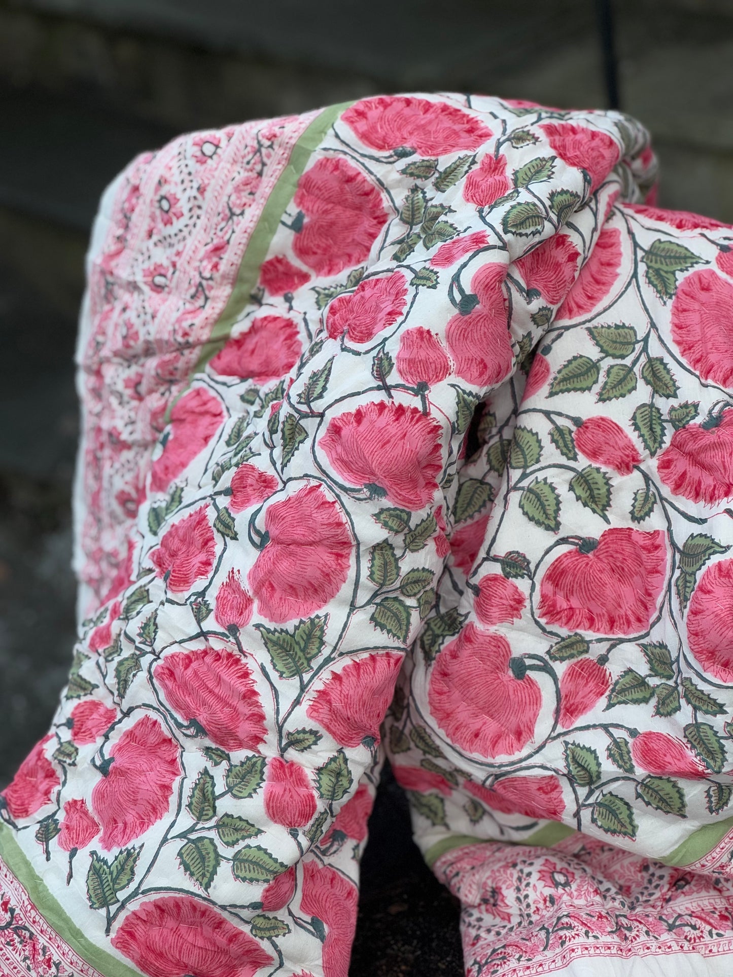 Vatteppe - grønn og rosa