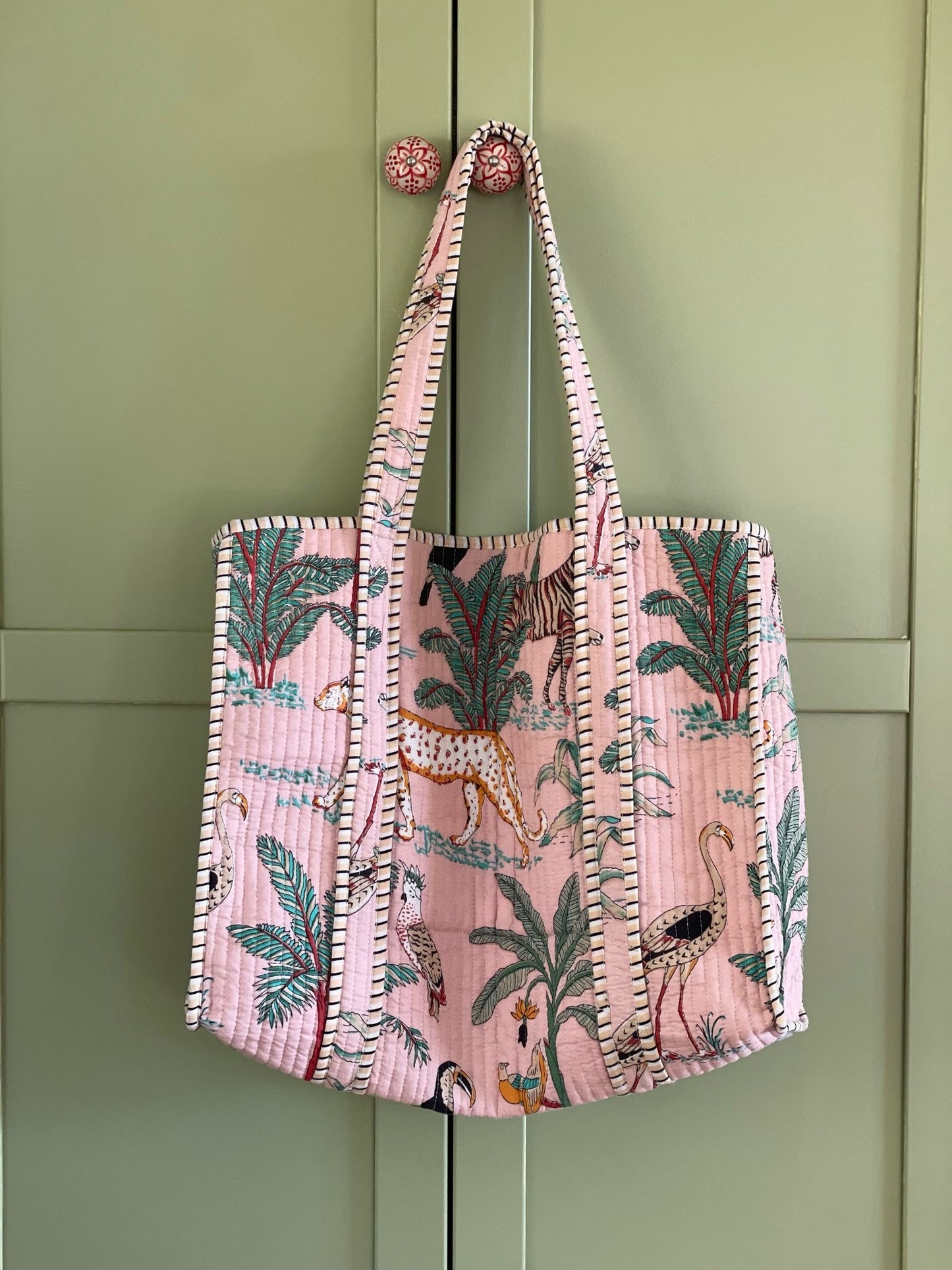 Quilted bag - lys rosa med dyreprint