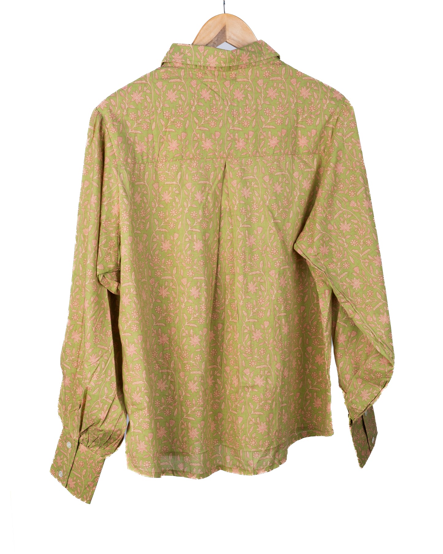 Elvira shirt - grønn med rosa blomster
