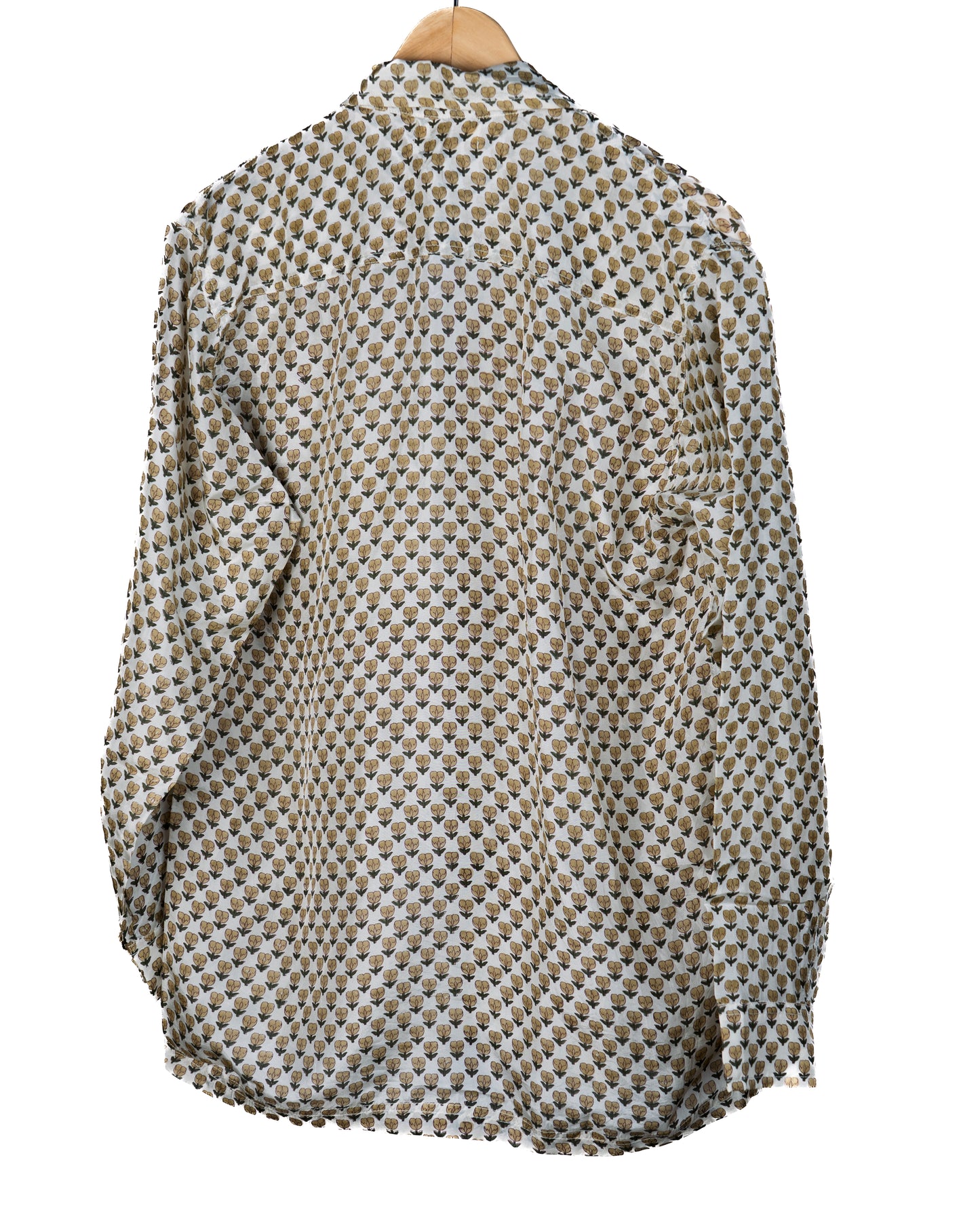 Boyfriend shirt silk - små okergule blomster