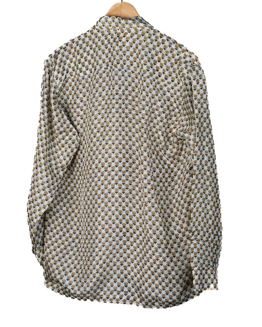 Boyfriend shirt silk - små okergule blomster