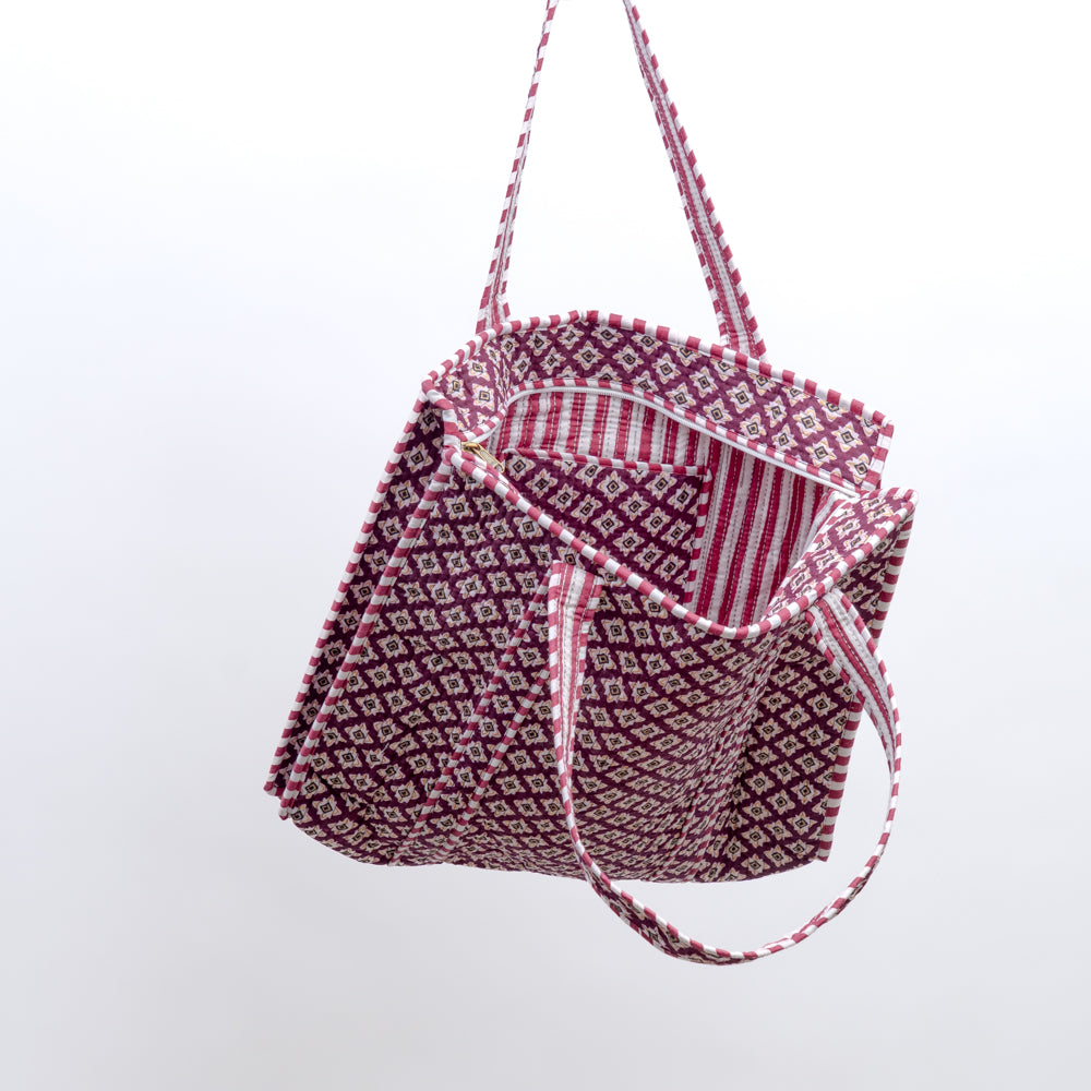Quilted bag m/zip - burgunder