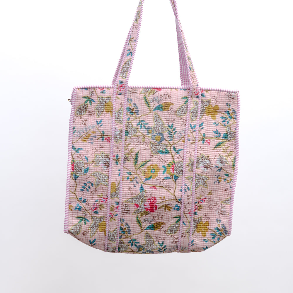 Quilted bag m/zip - lys rosa floral