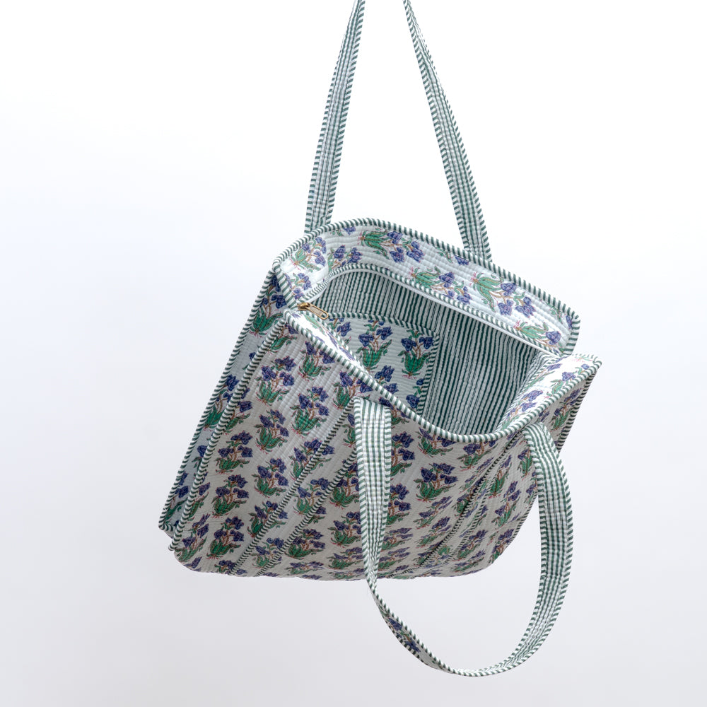 Quilted bag m/zip - små blå