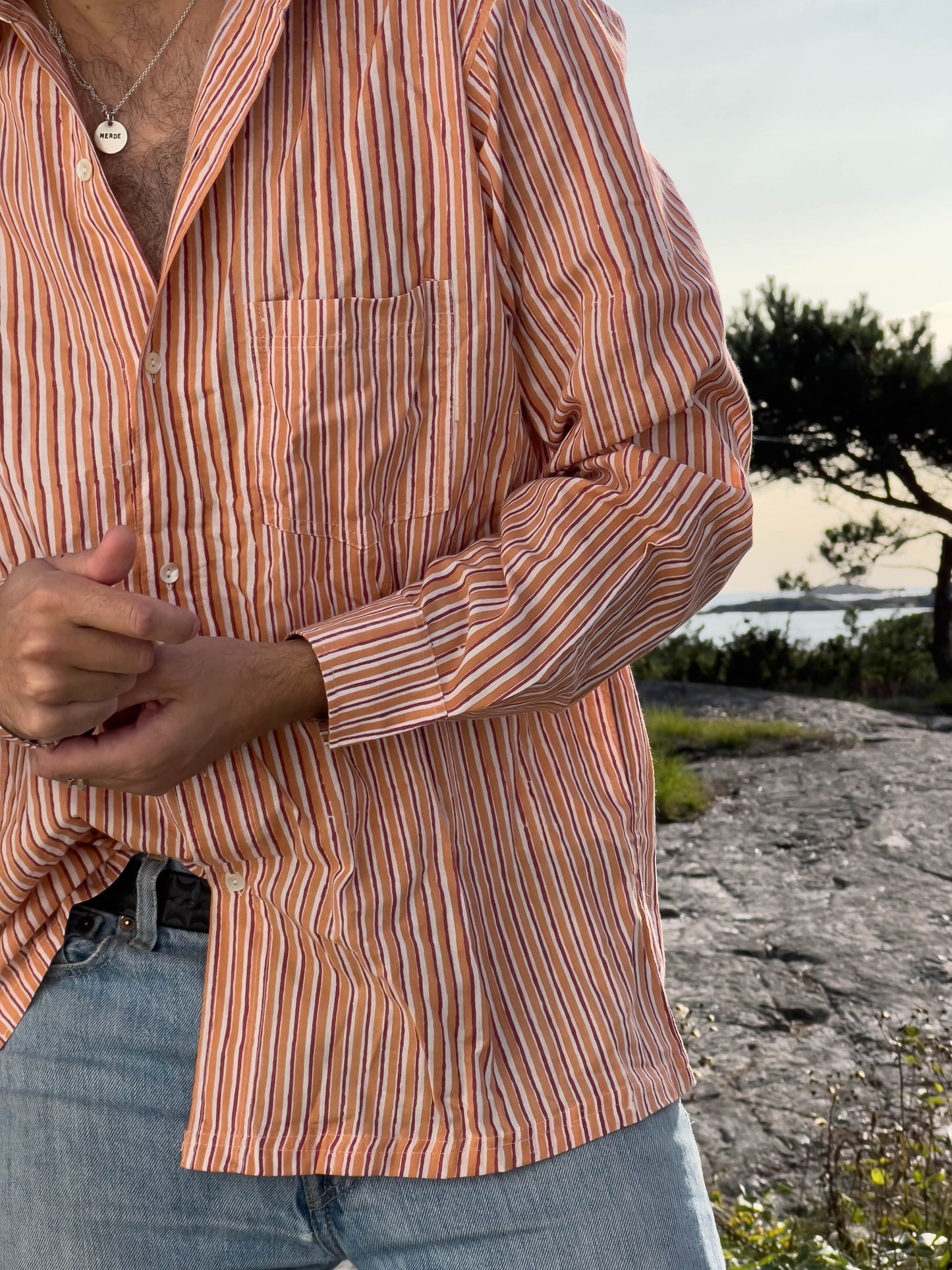 Boyfriend shirt - stripet oransje