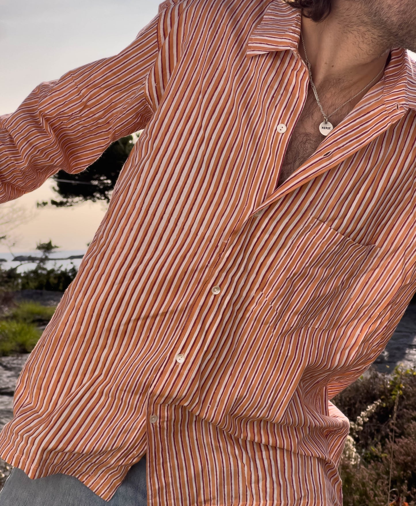Boyfriend shirt - stripet oransje