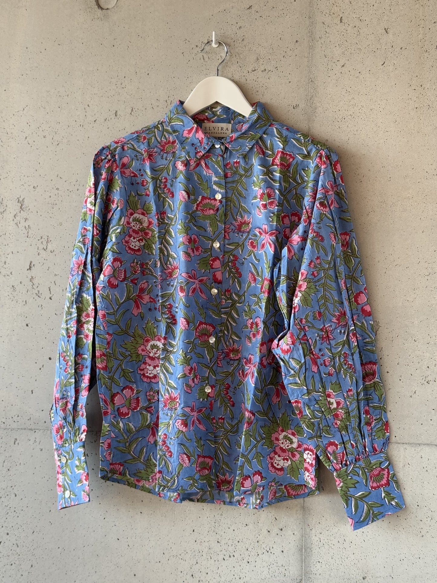 Elvira shirt - blå og rosa