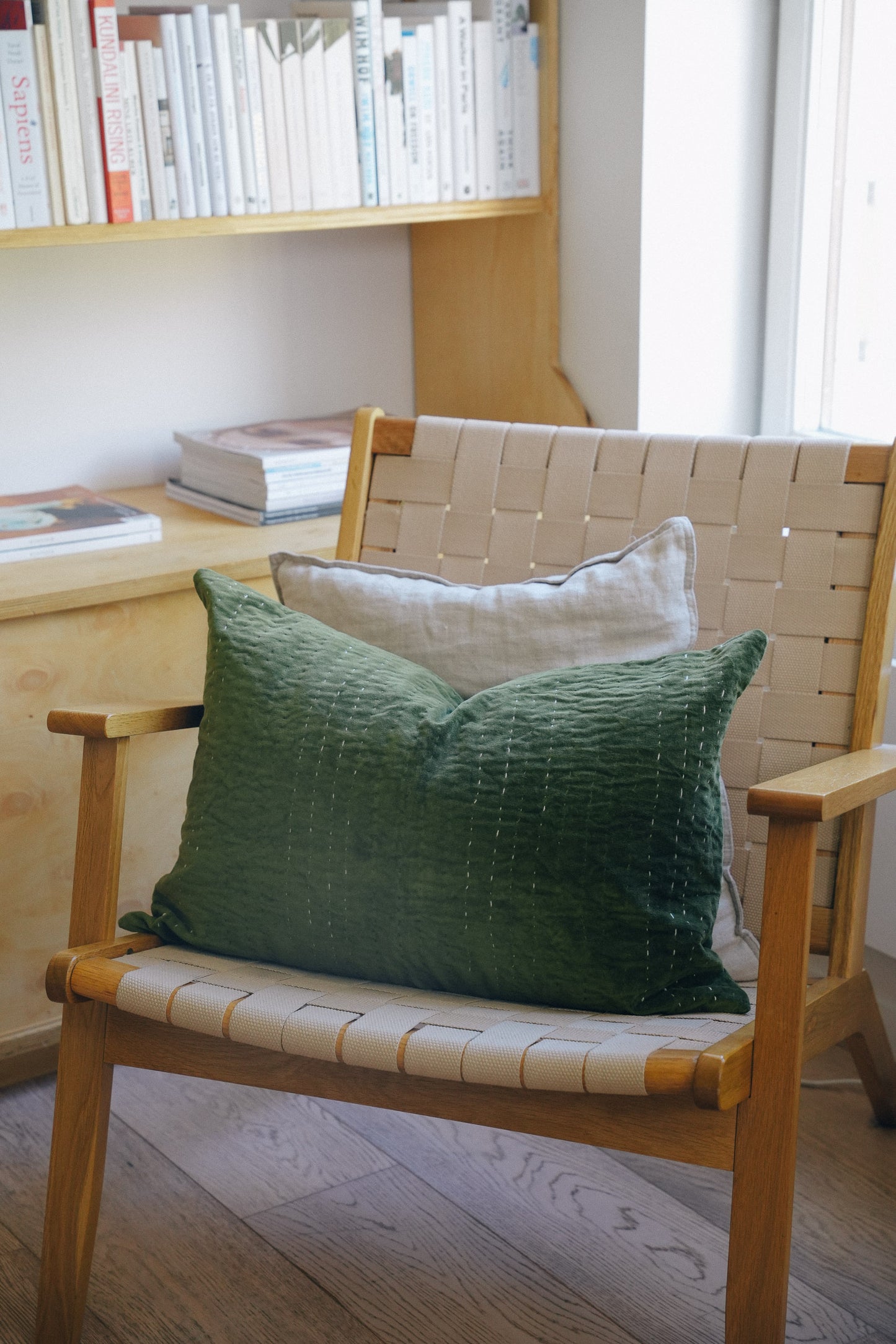 Grønn velour kantha - 50x60cm
