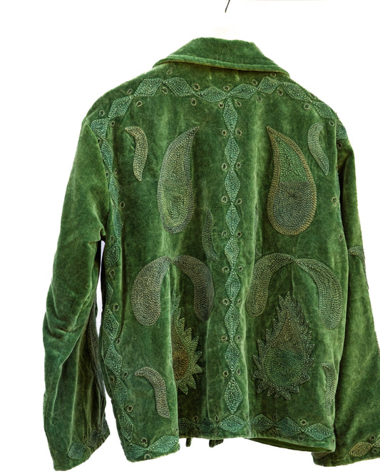 Jakke med håndbroderi - grønn