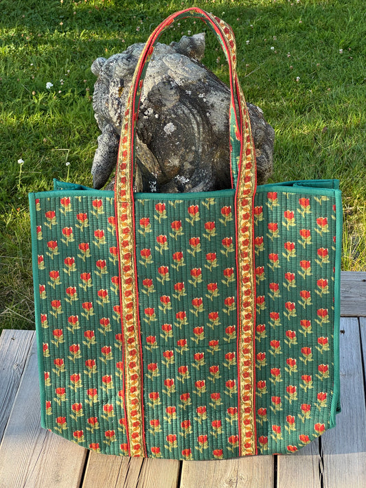 Quilted bag - tosidig grønn