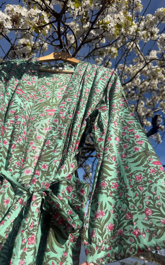 Kimono -  Grønn og rosa