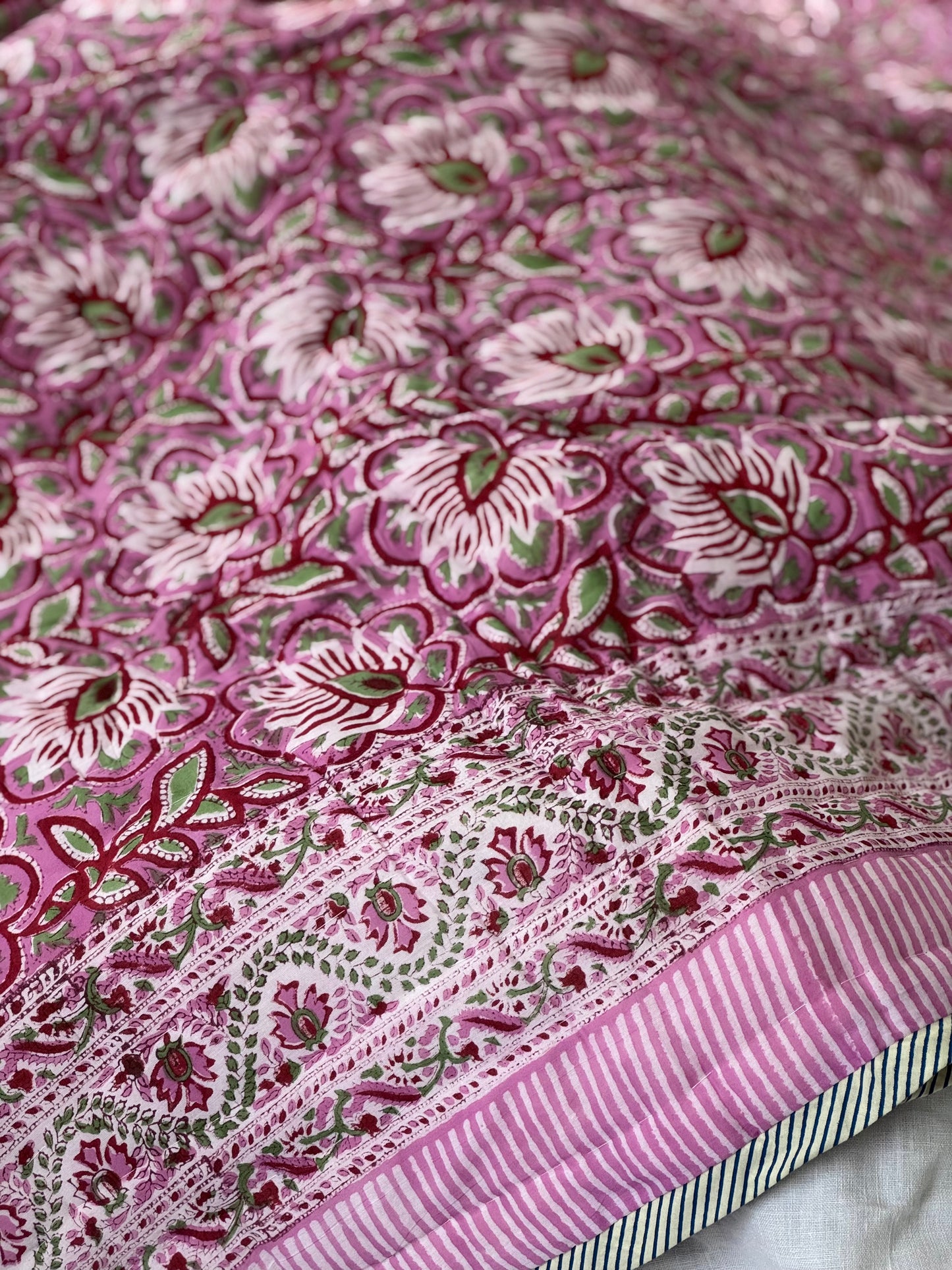 Vatteppe - rosa og grønn