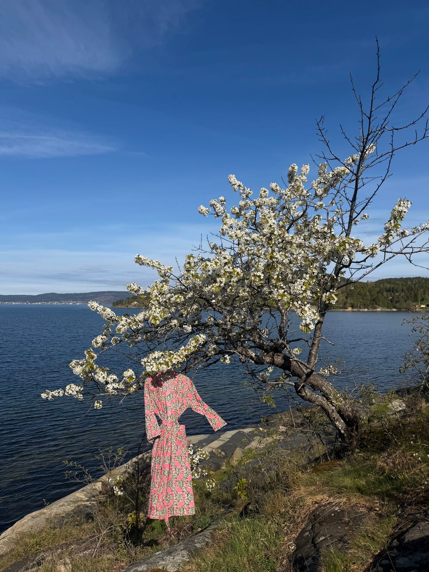 Kimono - Rosa og grønn blomstereng