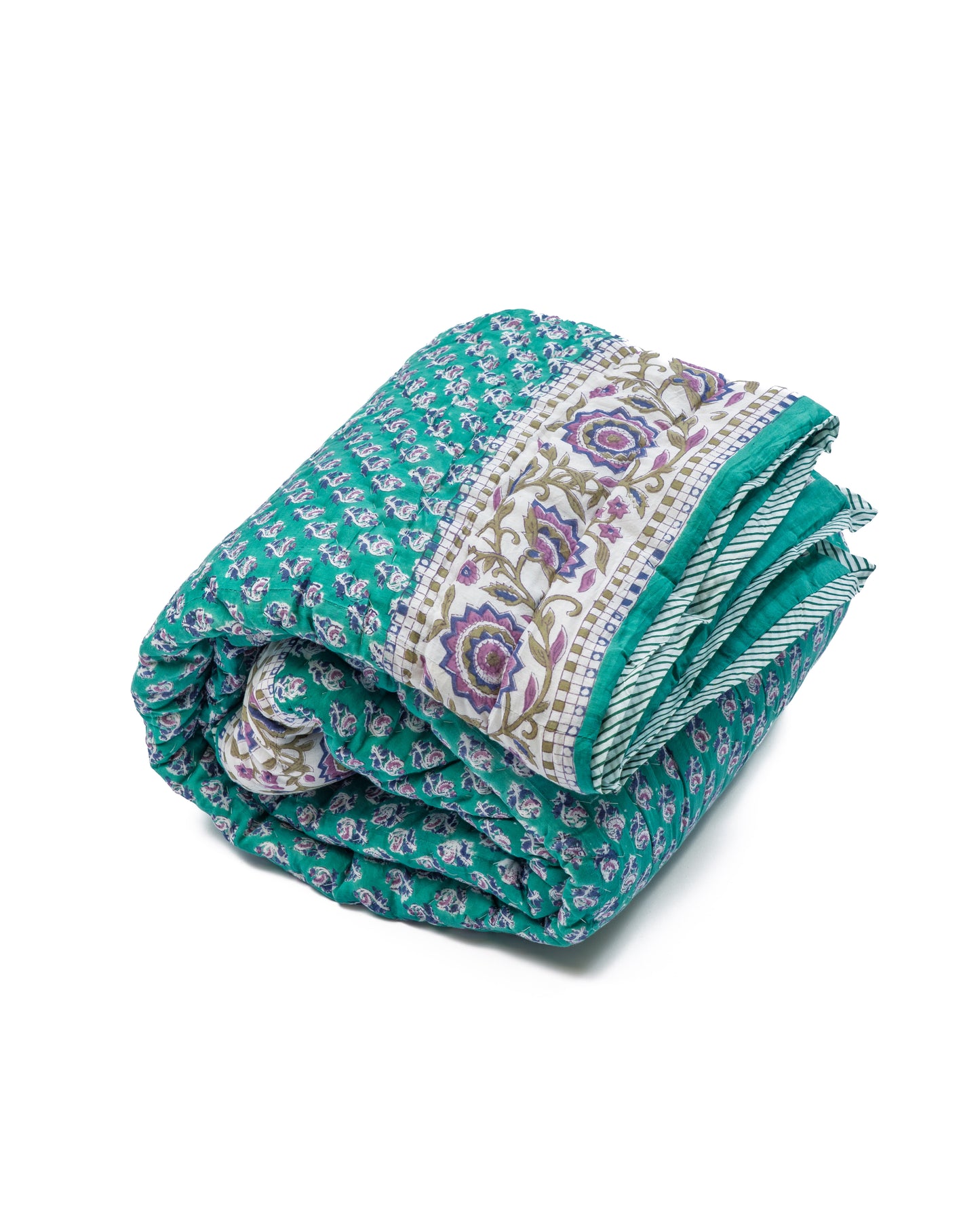 Vatteppe - turkis med små blomster