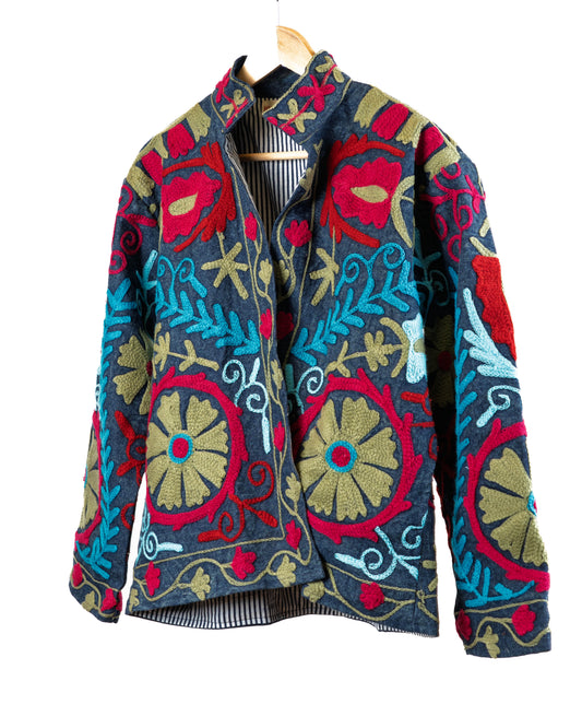 Jakke med broderi (denim)