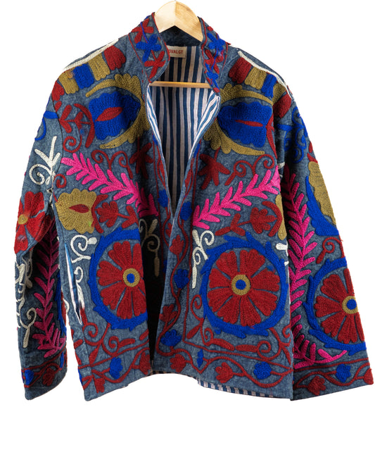 Jakke med broderi (denim)