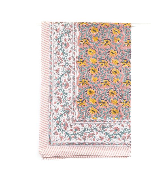 Rosa med gule blomster - 150x220 cm