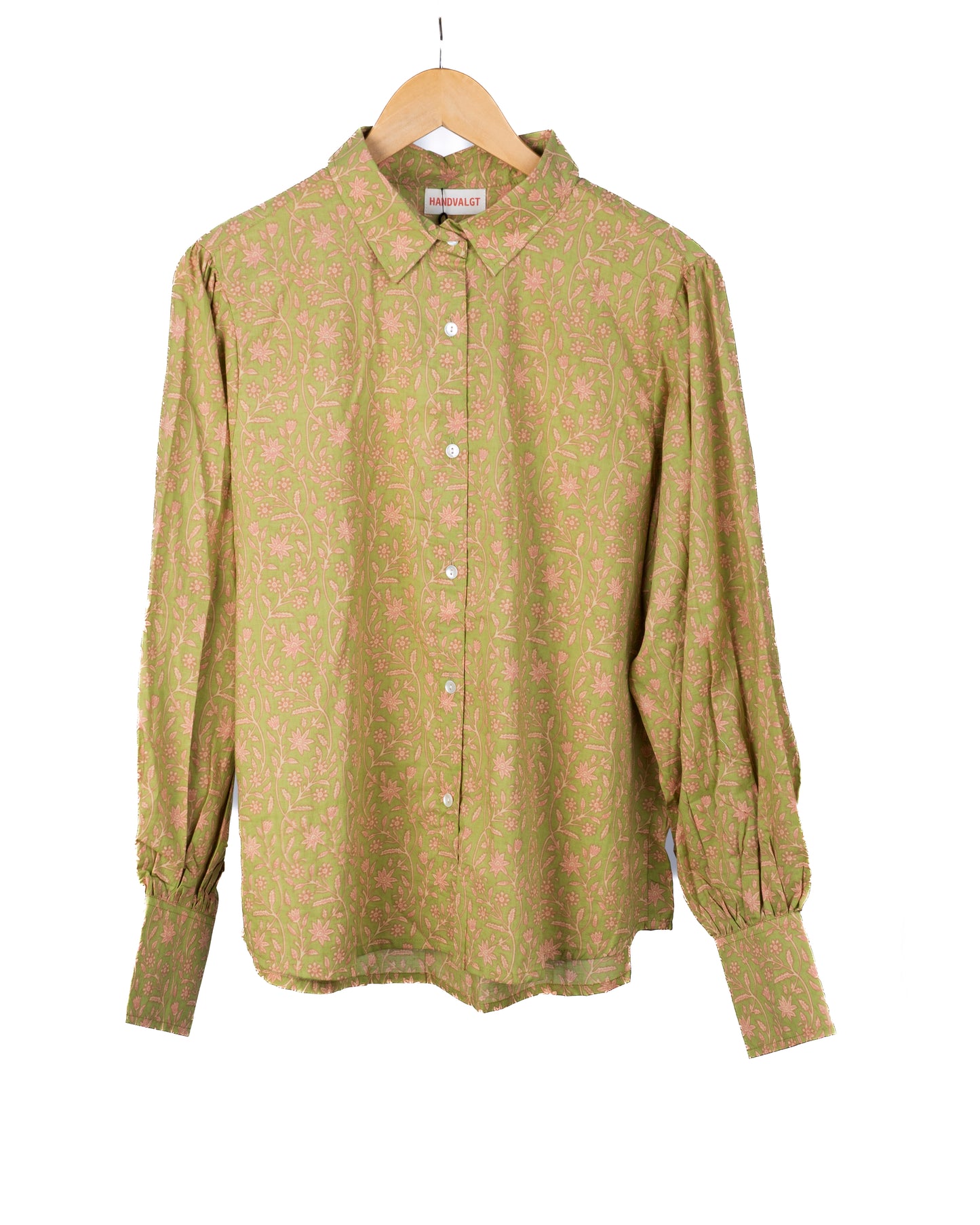 Elvira shirt - grønn med rosa blomster