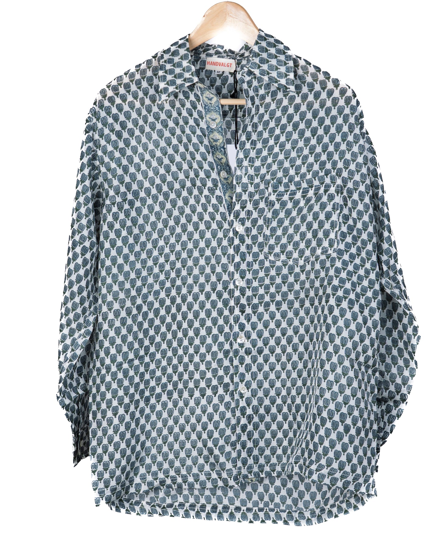 Boyfriend shirt silk - små blå blomster