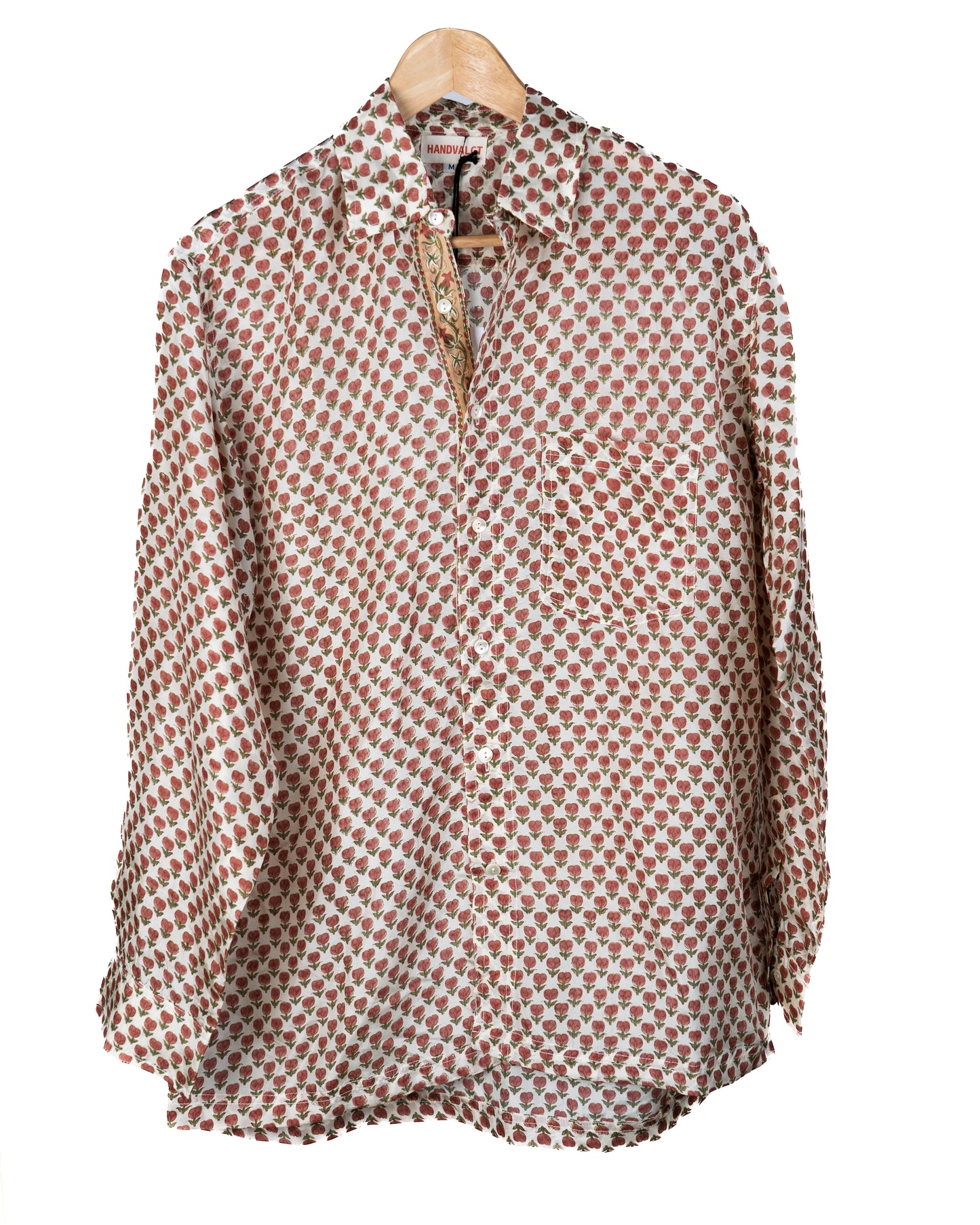 Boyfriend shirt silk - små røde blomster