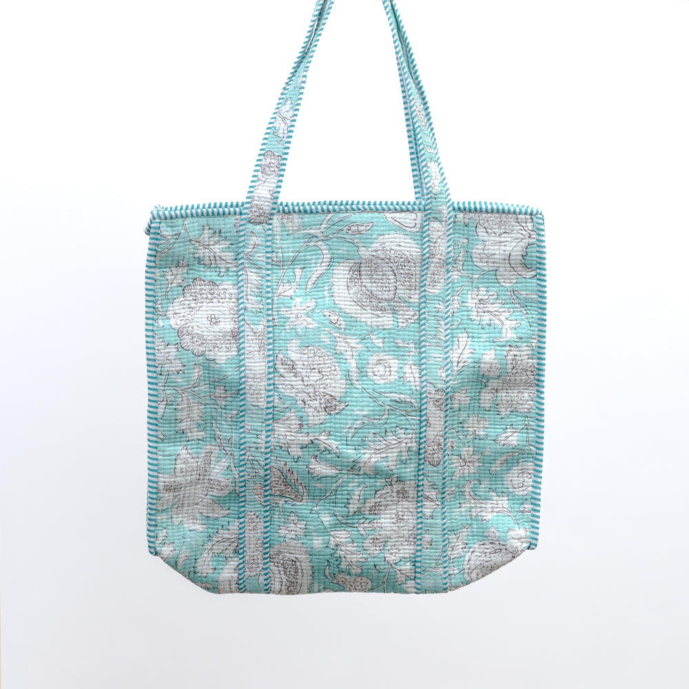 Quilted bag m/zip - turkis