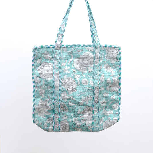 Quilted bag m/zip - turkis