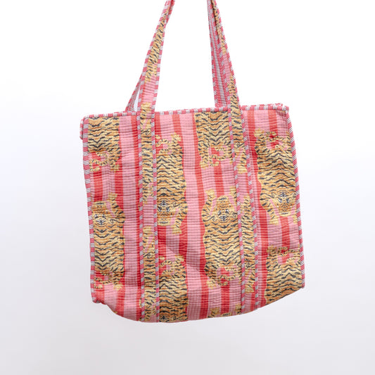 Quilted bag m/zip - rosa tiger