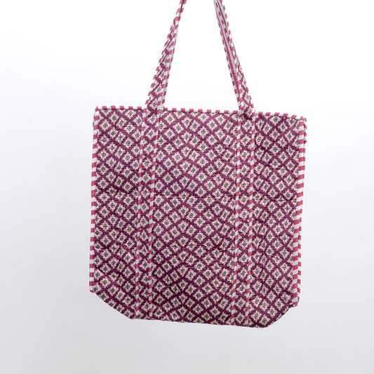 Quilted bag m/zip - burgunder