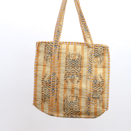 Quilted bag m/zip - gul tiger
