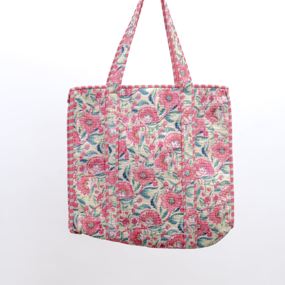 Quilted bag m/zip - floral