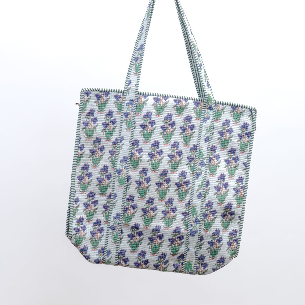 Quilted bag m/zip - små blå