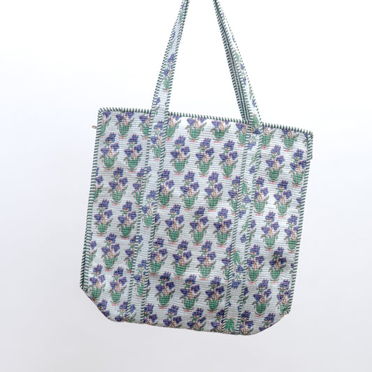 Quilted bag m/zip - små blå