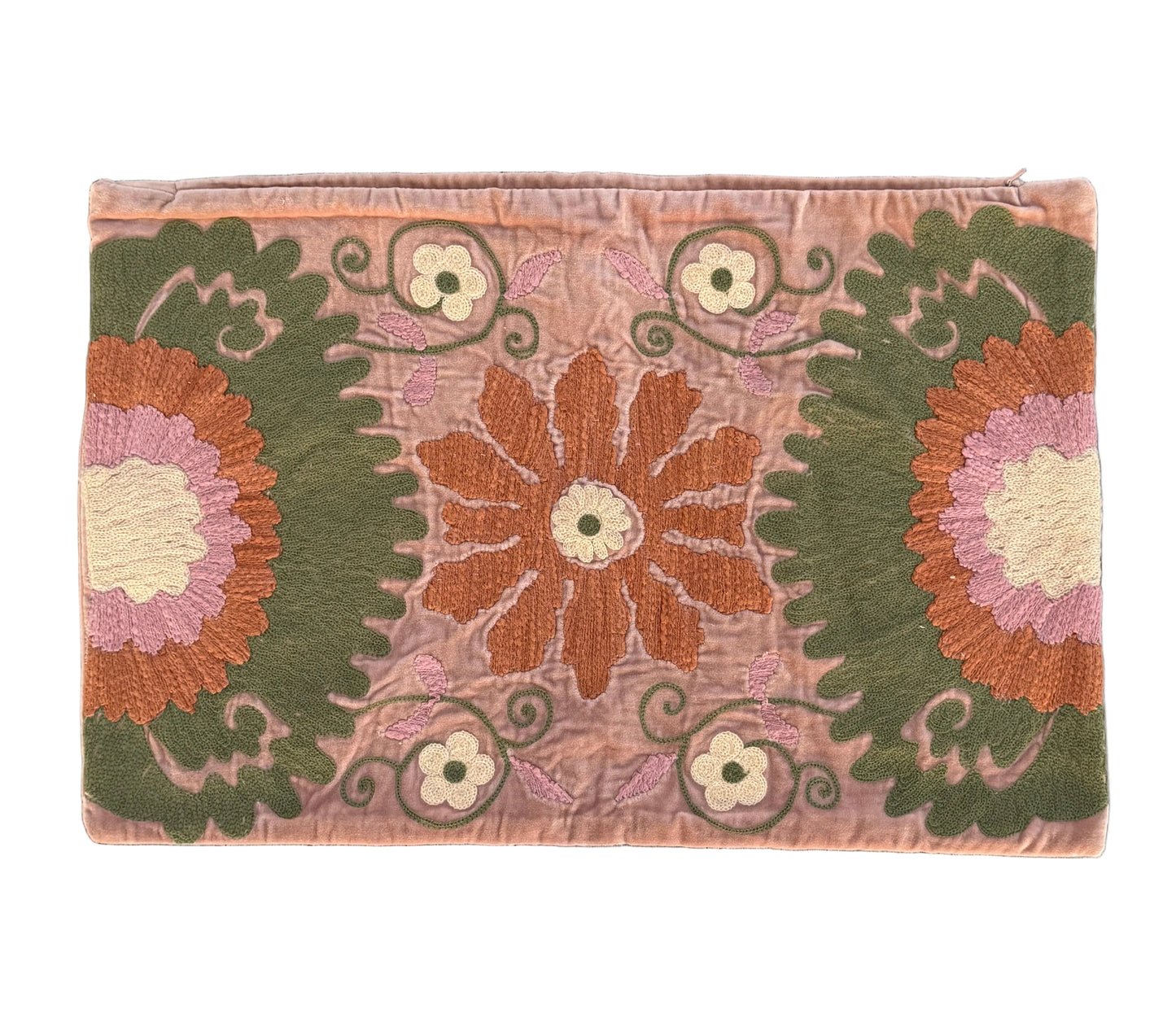 Rosa velour med broderi - 40x60cm