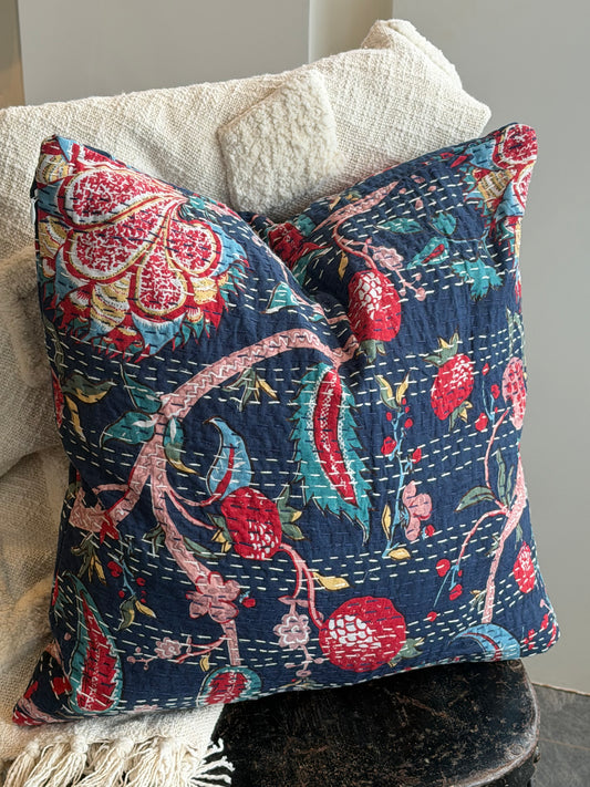 Kantha mørk blå