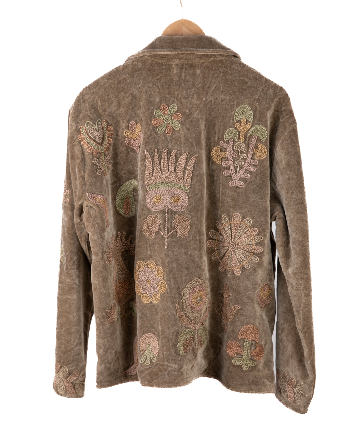 Jakke med håndbroderi - khaki