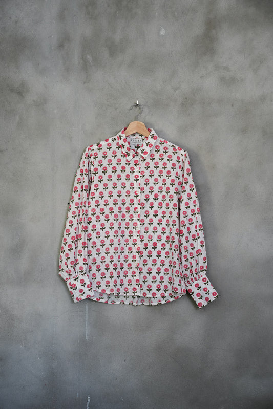 Elvira shirt - rosa blomster